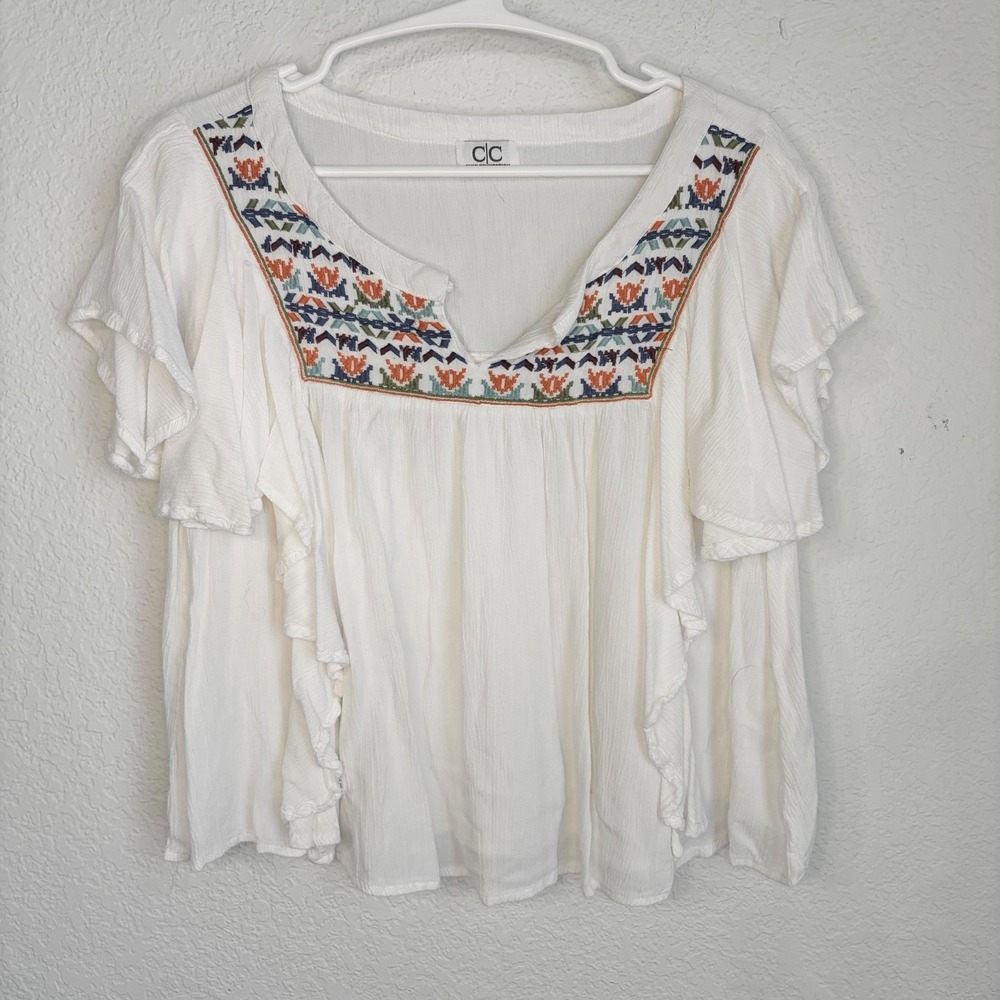 Women's Bohemian Festival Wear Cropped Embroidered India Flowy Blouse Size M